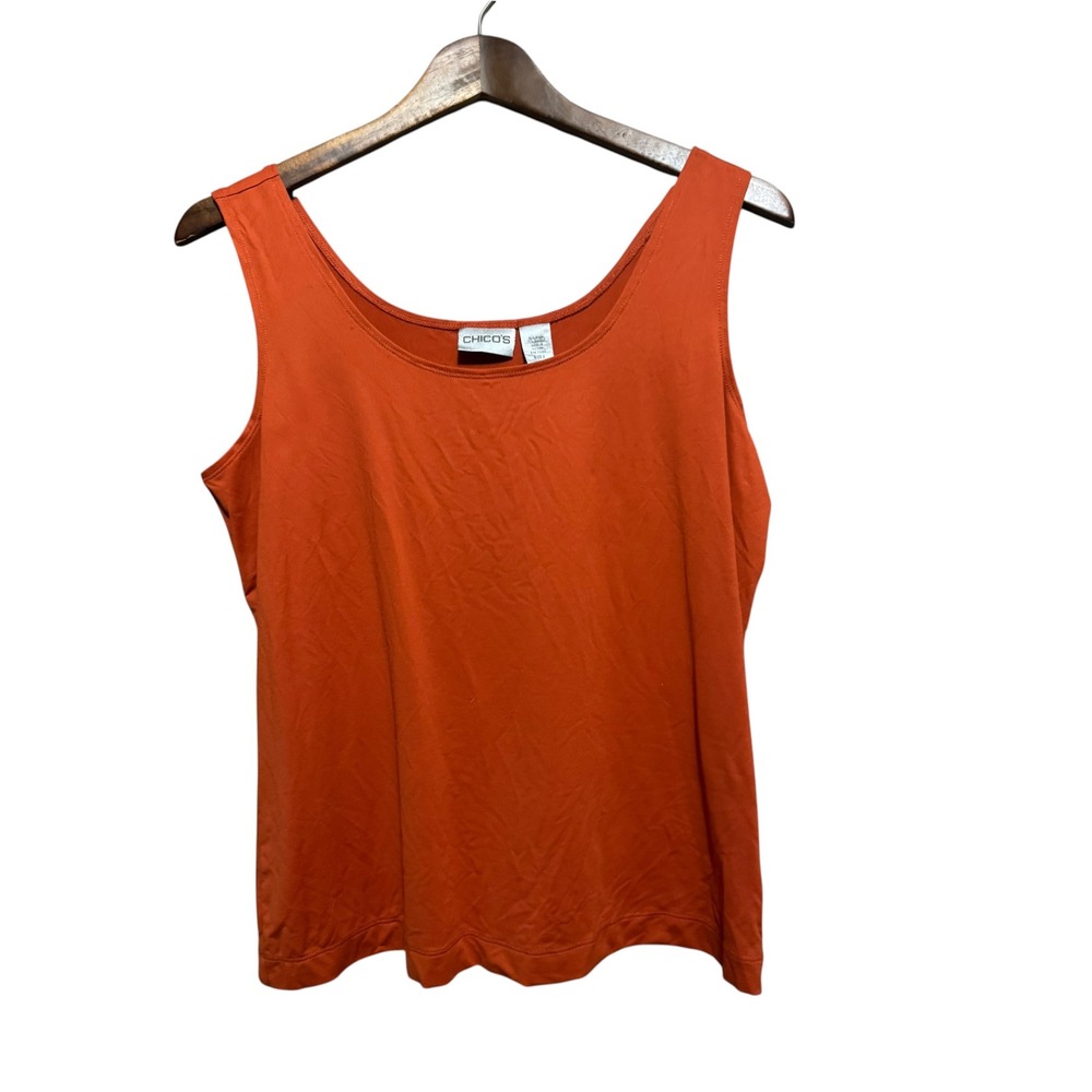 Chico's Tank Top Womens Size 2 Orange Excellent Scoop Neck Nylon Spandex Blend